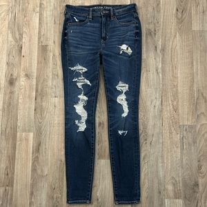 American Eagle Ripped Jeans Dark Wash High Rise Size 4 Regular The Dream Jean